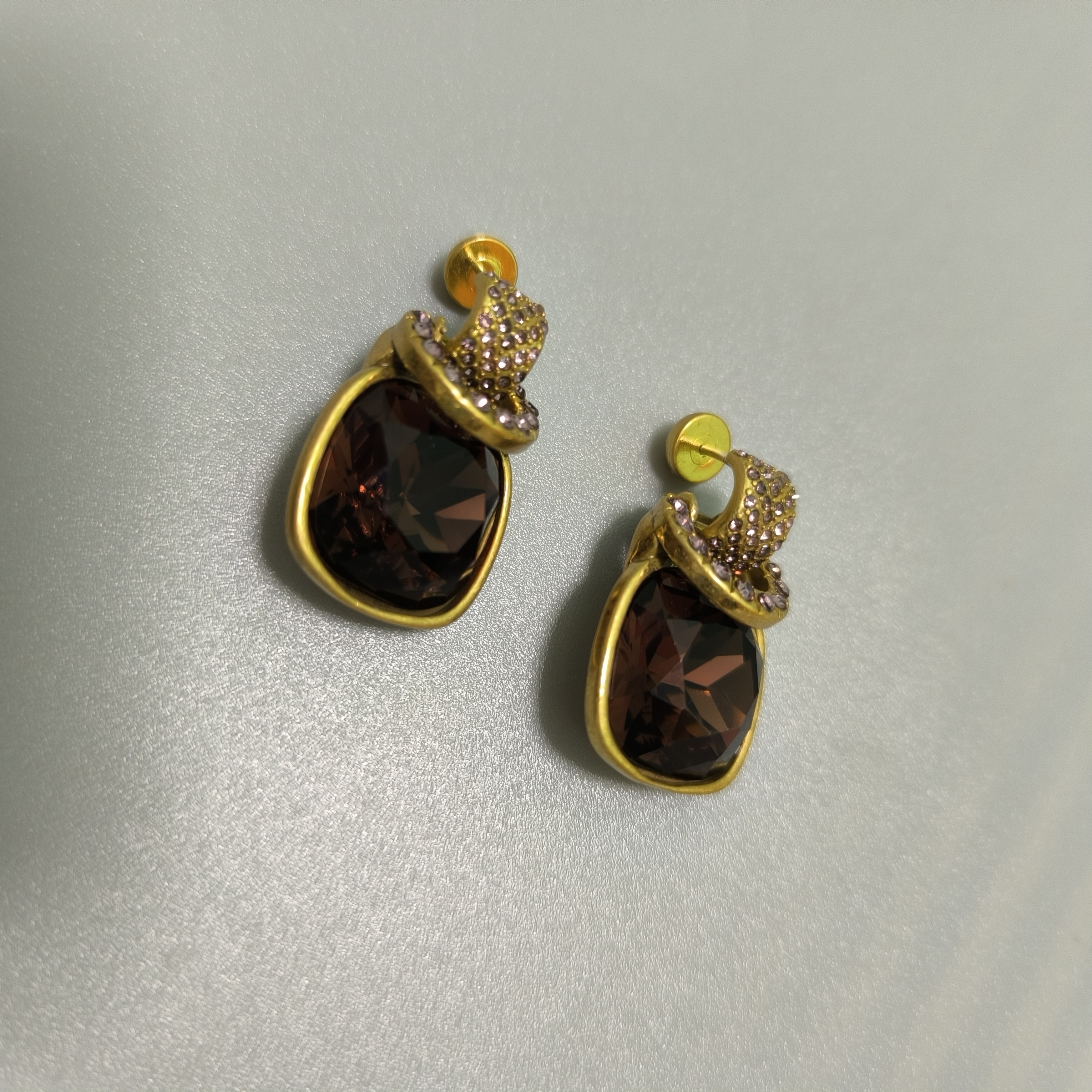 vintage artificial diamonds purple earrings