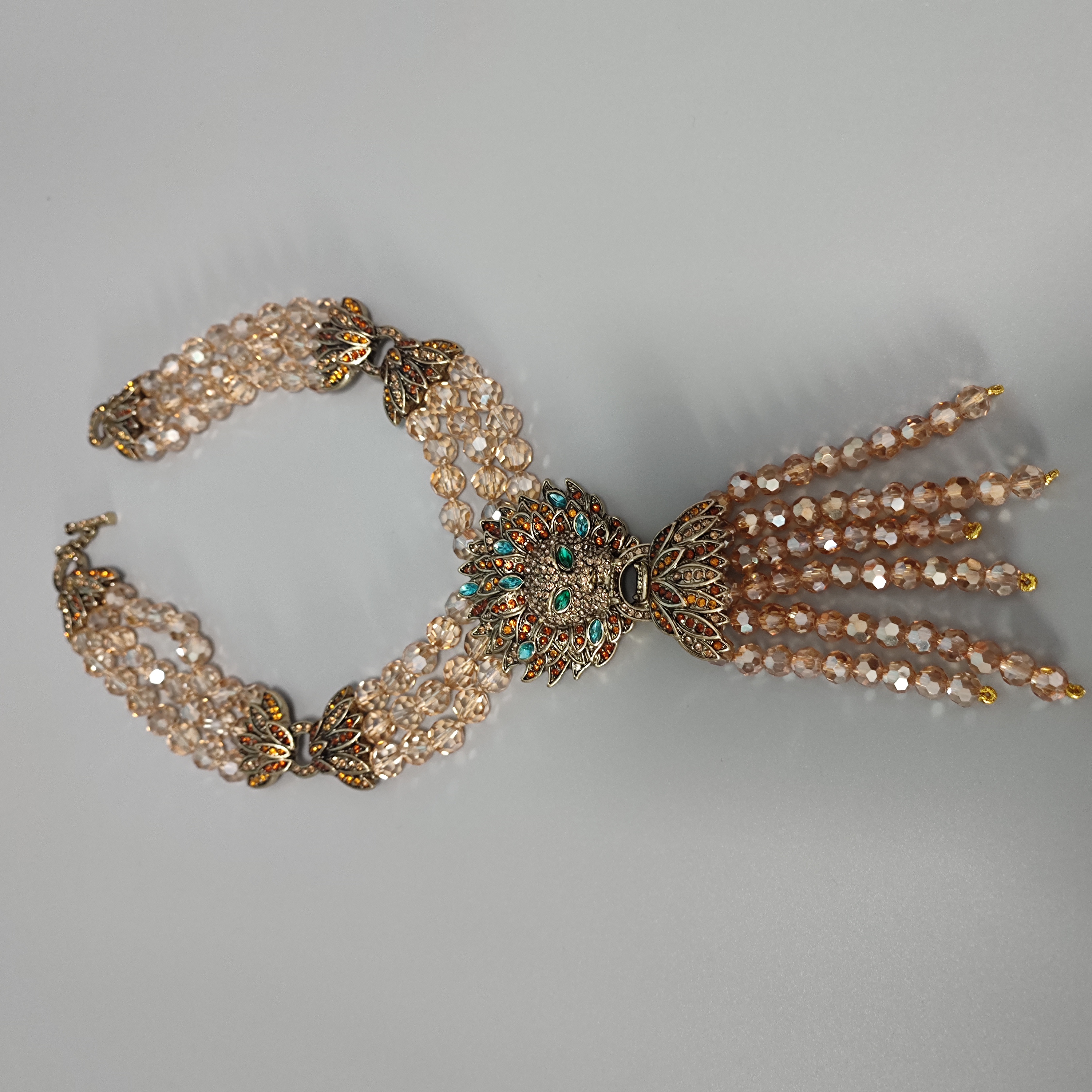 lion head pendant artificial diamond necklace